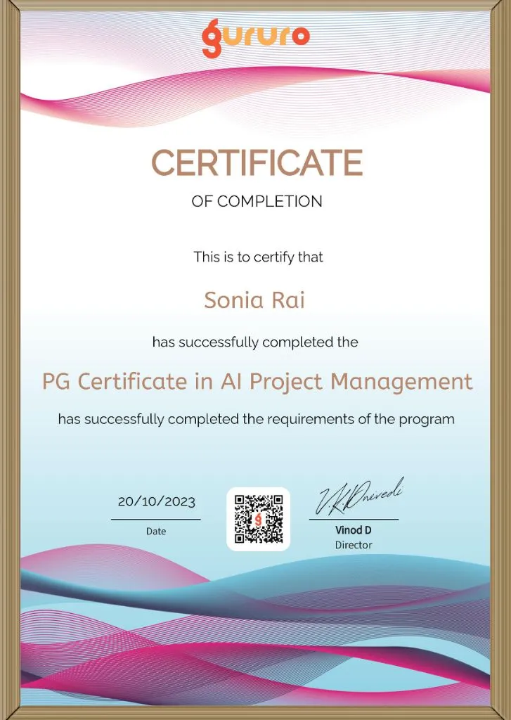 PG Certificate AI Project Management certificate