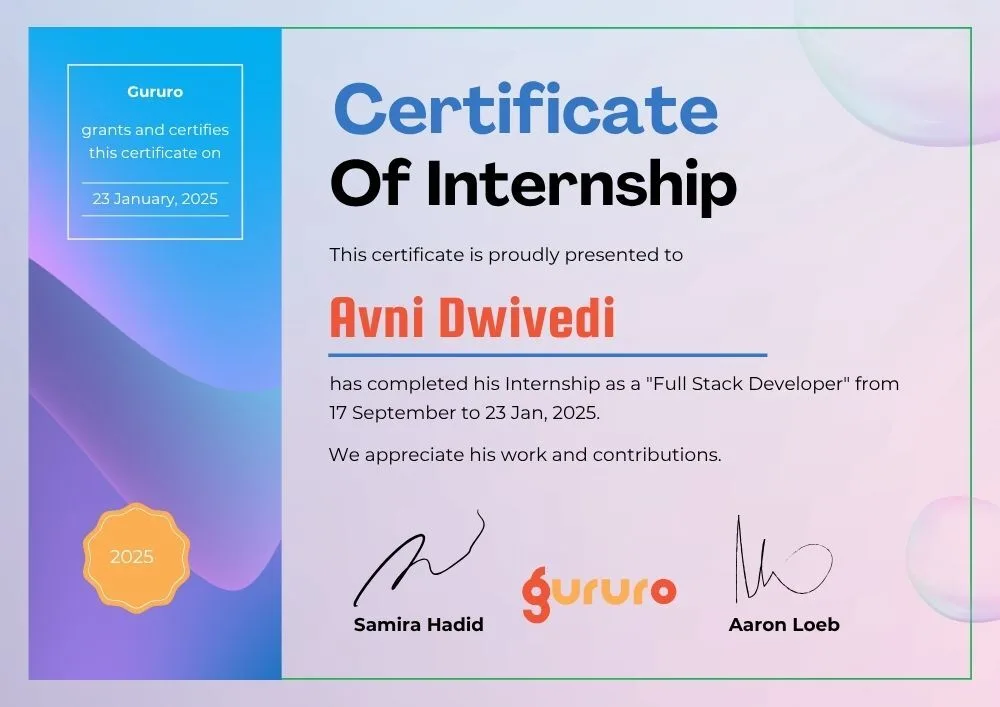 Gururo Certificate of Internship