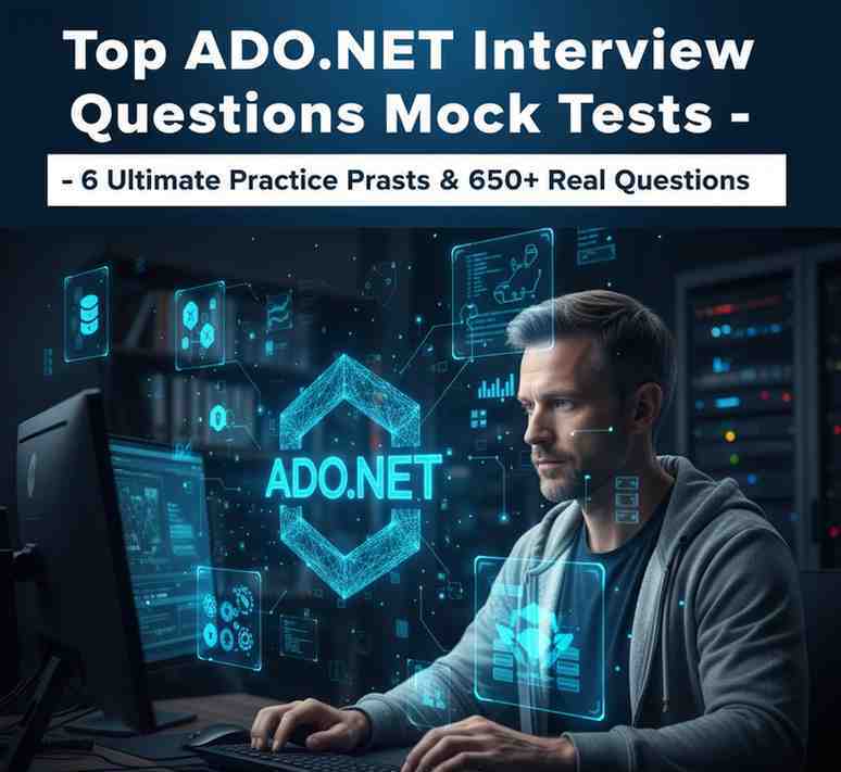 Top ADO.NET Interview Questions Mock Tests – 6 Ultimate Practice Tests & 650+ Real Questions 6 ADO.NET Interview Questions Mock Tests